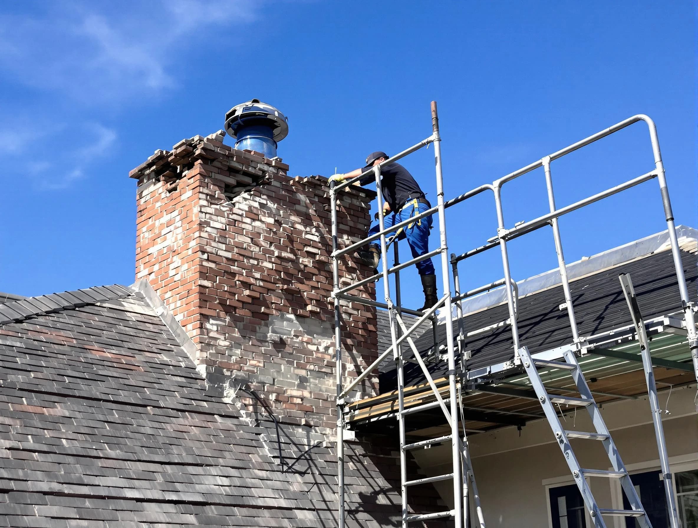 Rebuilding a chimney structure by Hoover Chimney Sweep in Hoover, AL