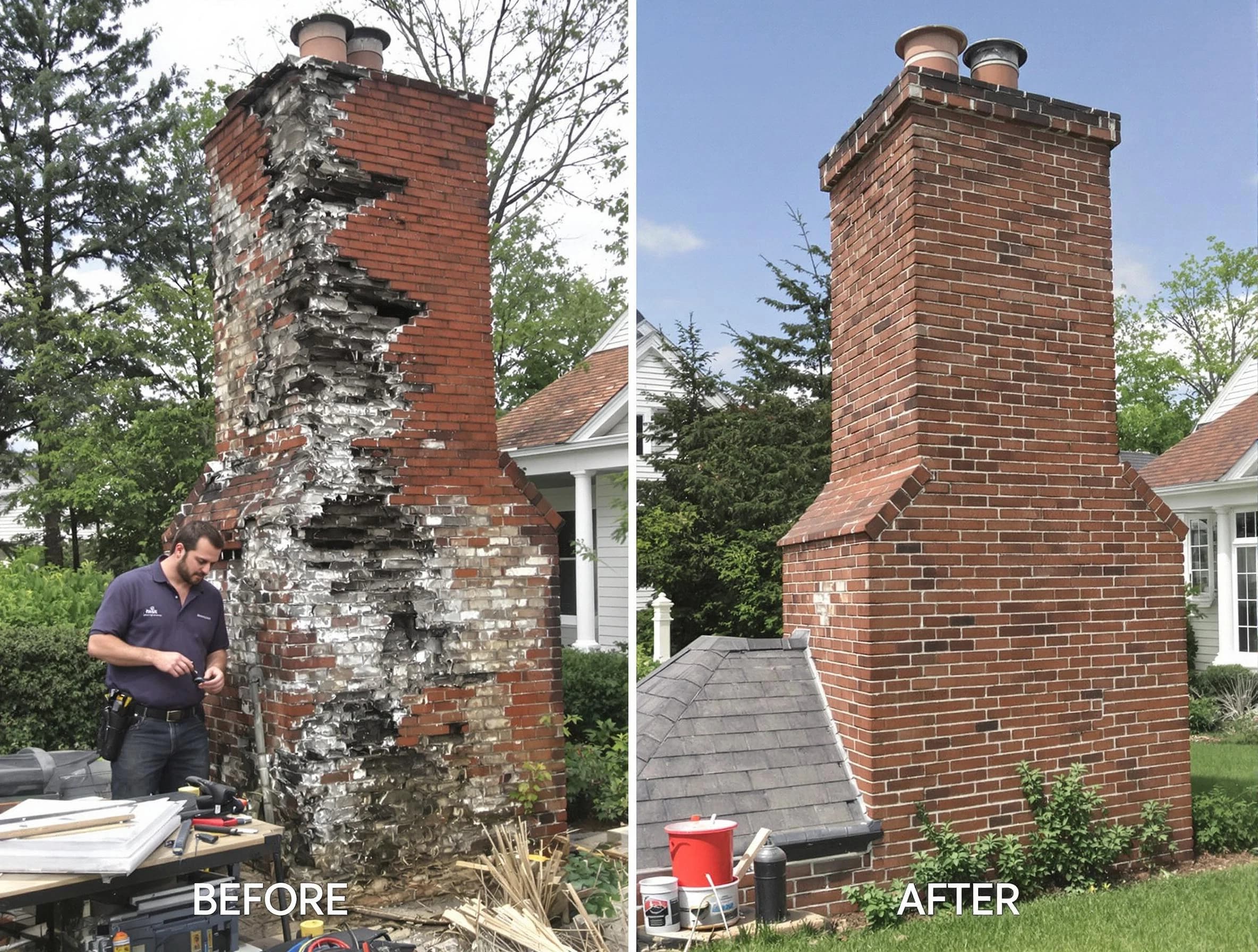 Hoover Chimney Sweep performing a full chimney restoration in Hoover, AL