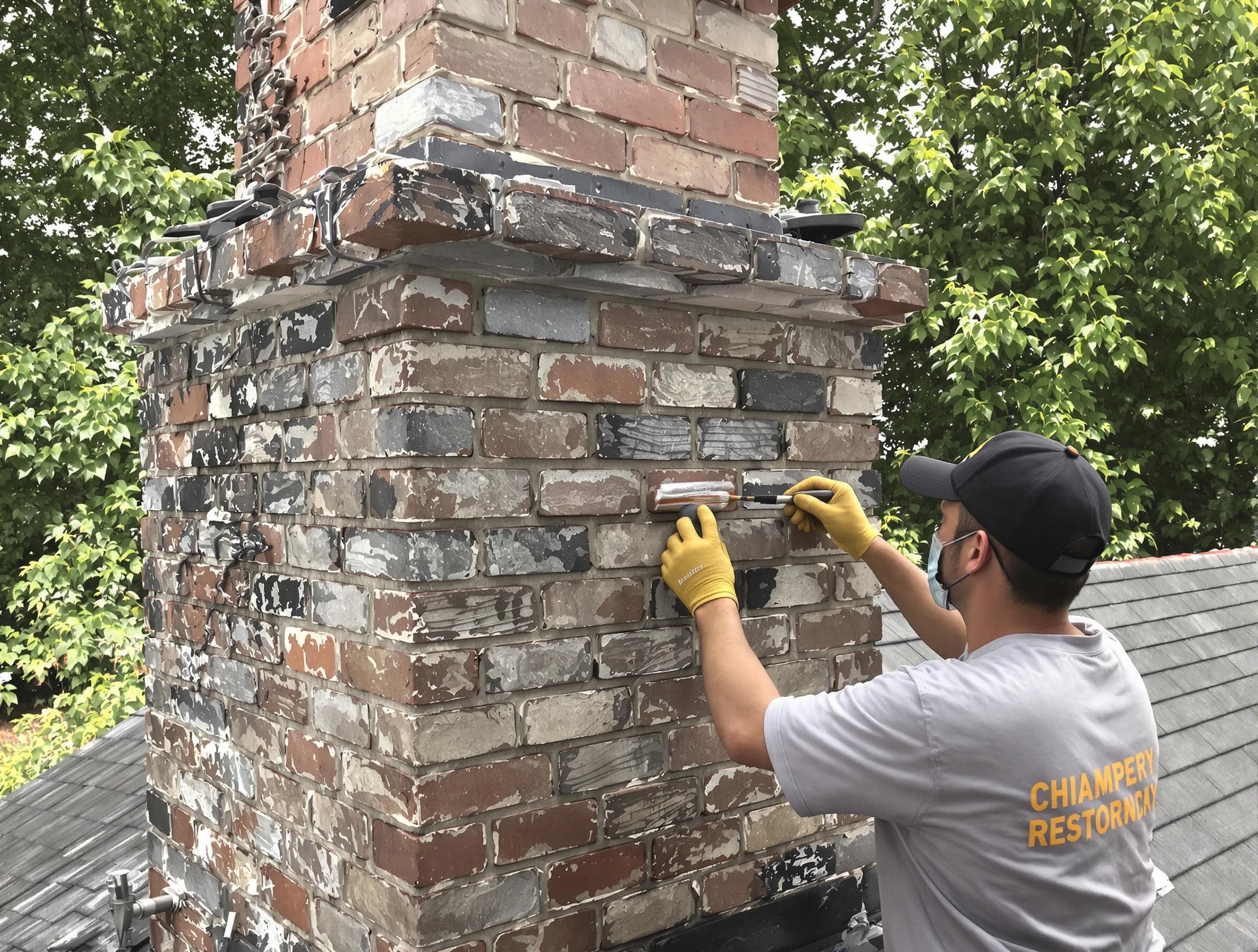 In-progress chimney restoration by Hoover Chimney Sweep in Hoover, AL