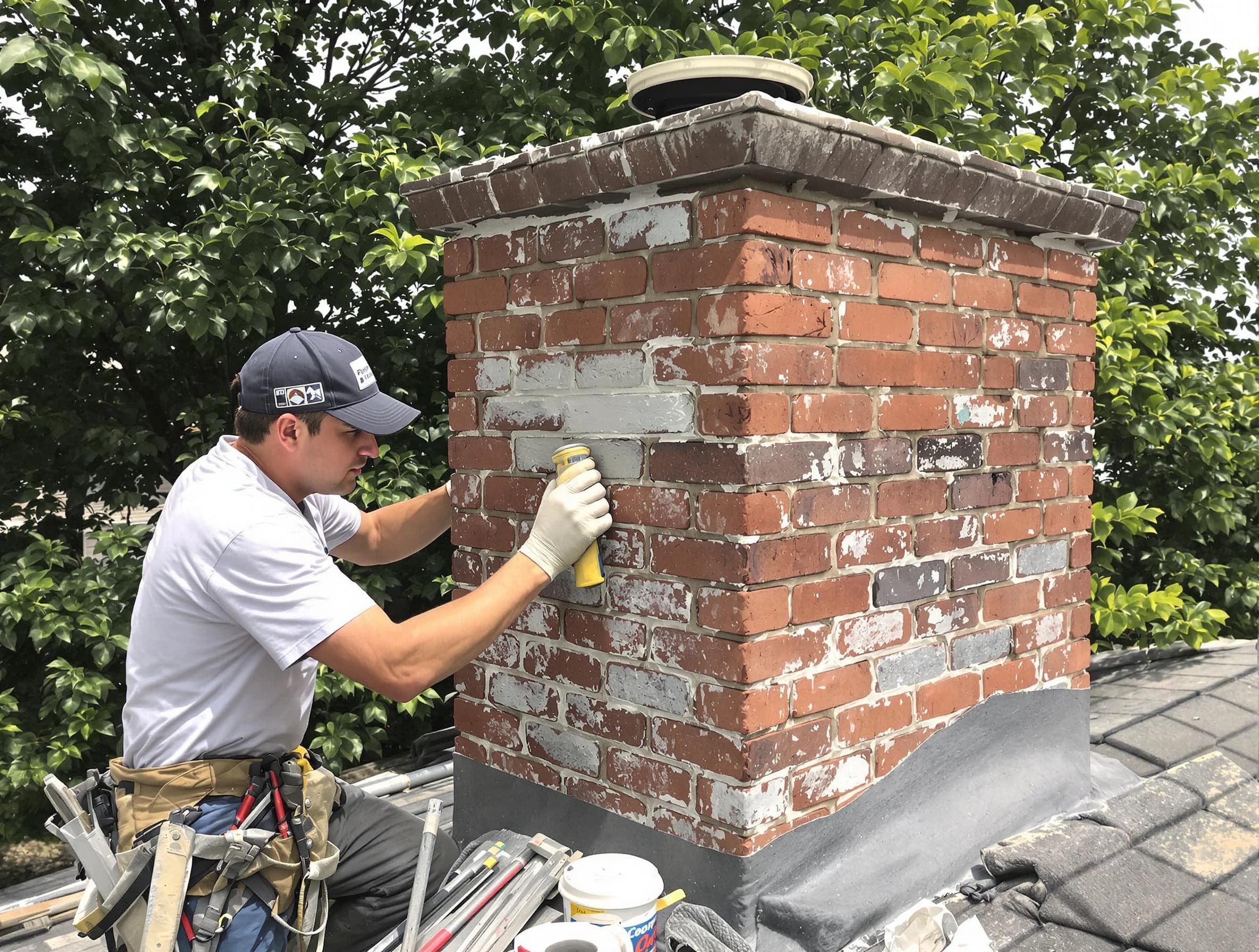 Hoover Chimney Sweep restoring an aging chimney in Hoover, AL