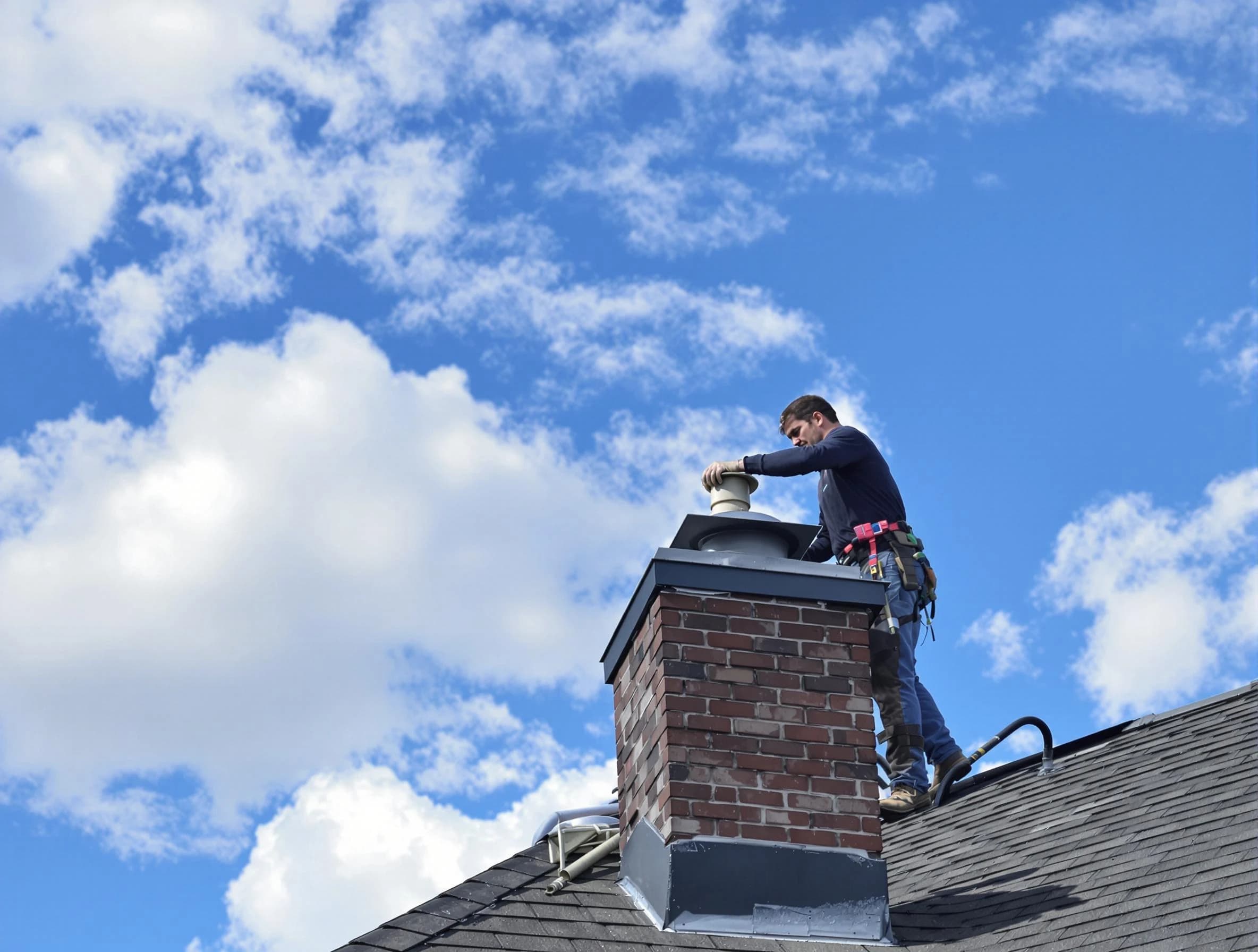 Hoover Chimney Sweep installing a sturdy chimney cap in Hoover, AL
