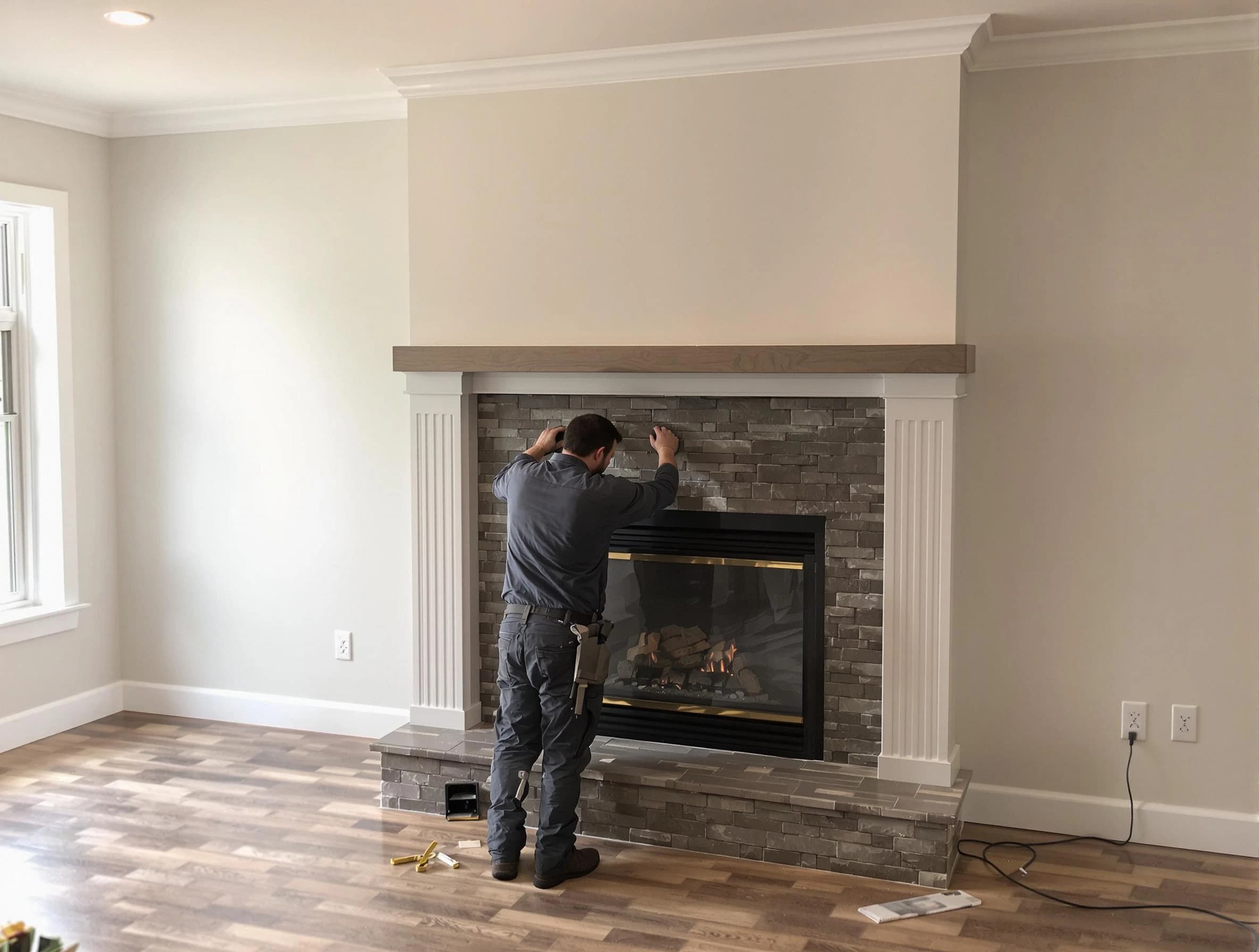 Hoover Chimney Sweep finishing a custom fireplace install in Hoover, AL