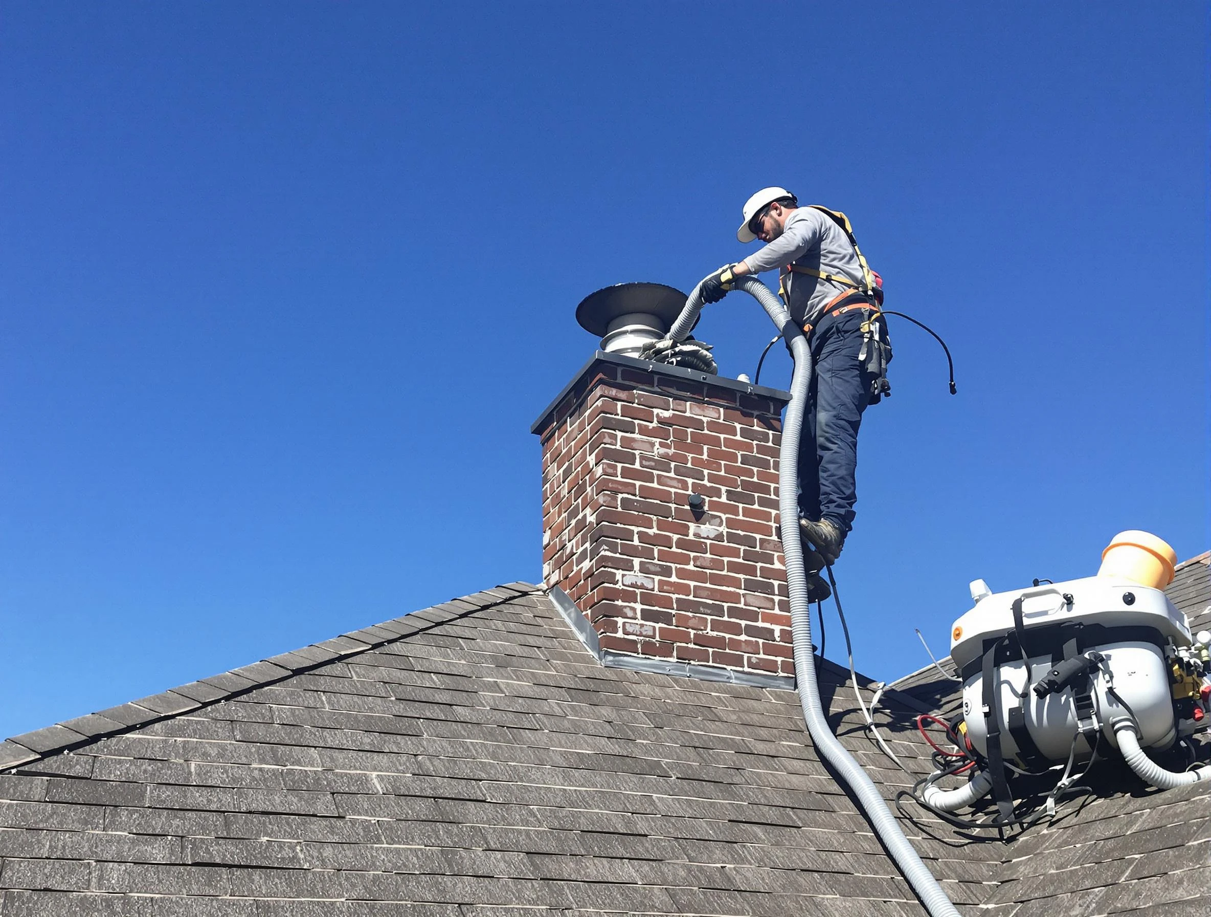 Dedicated Hoover Chimney Sweep team member cleaning a chimney in Hoover, AL