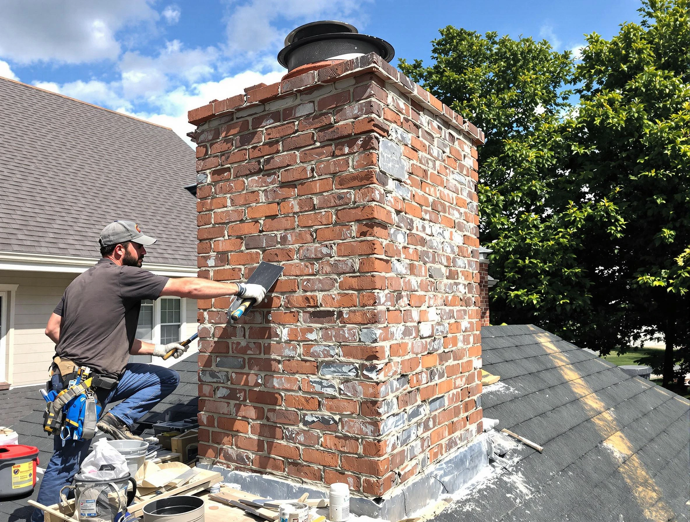 Completed chimney rebuild by Hoover Chimney Sweep in Hoover, AL