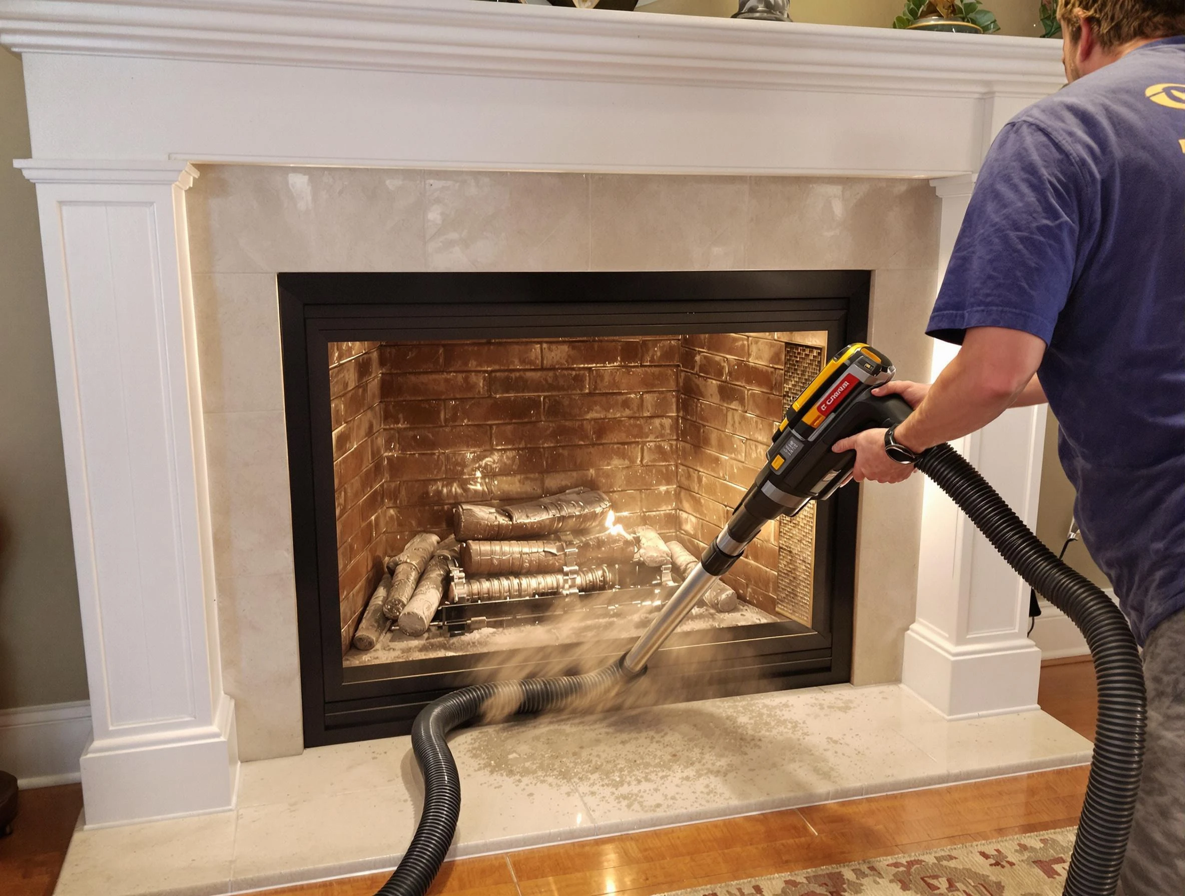 Fireplace cleaning performed by Hoover Chimney Sweep in Hoover, AL